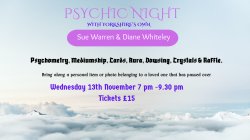 Psychic Night with Sue Warren & Diane Whiteley 13th November 7-9.30