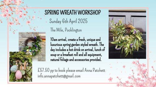 Spring Wreath Workshop Sunday, April 6, 2025 at 10 AM - 2PM